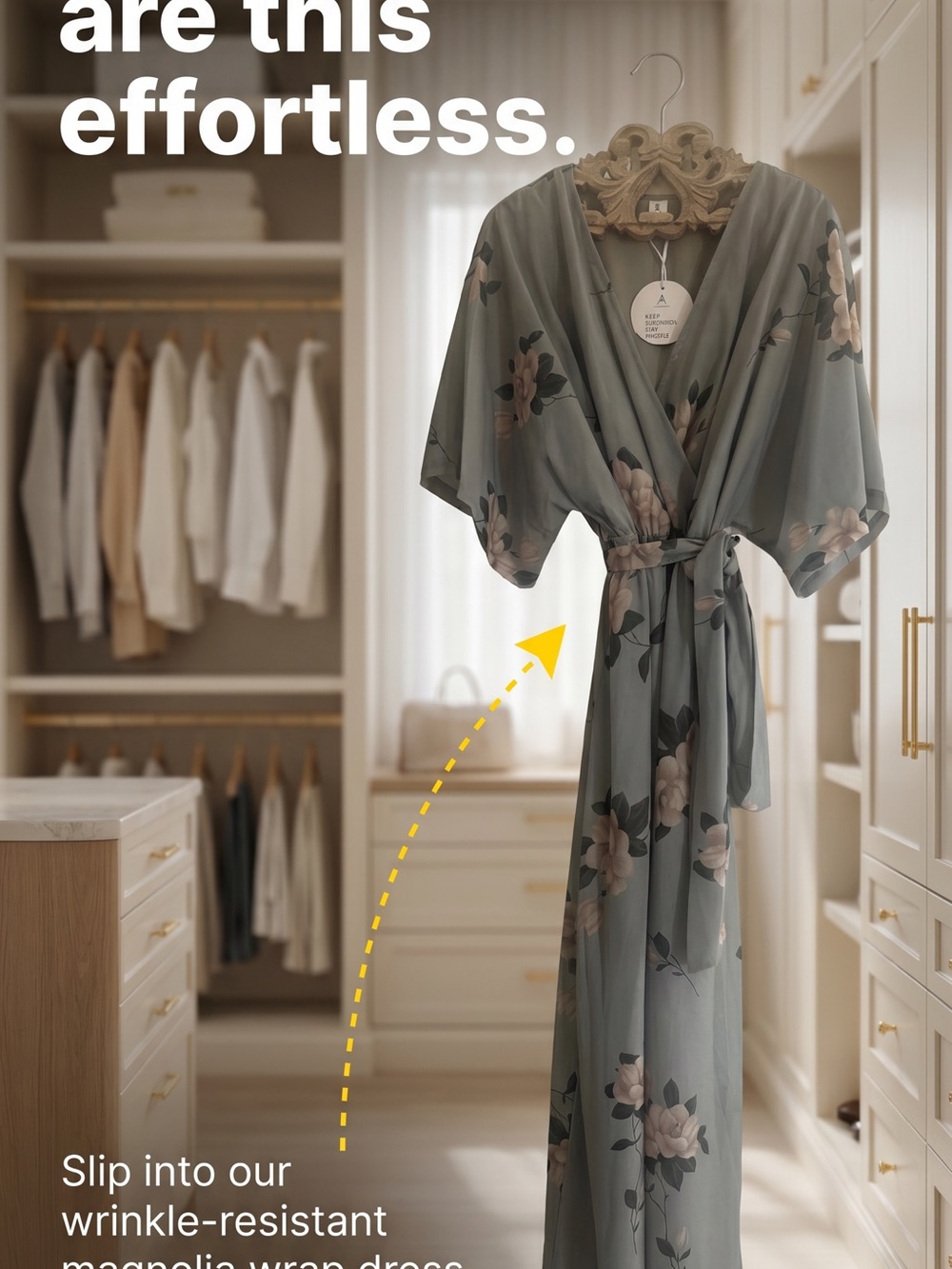 Floral Magnolia Wrap Dress - Sage Green